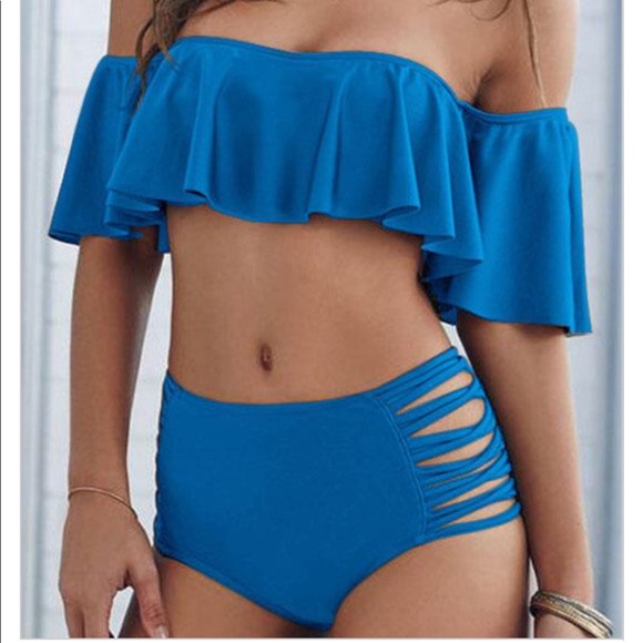 Zaful Other - Blue Ruffle Bikini NWOT